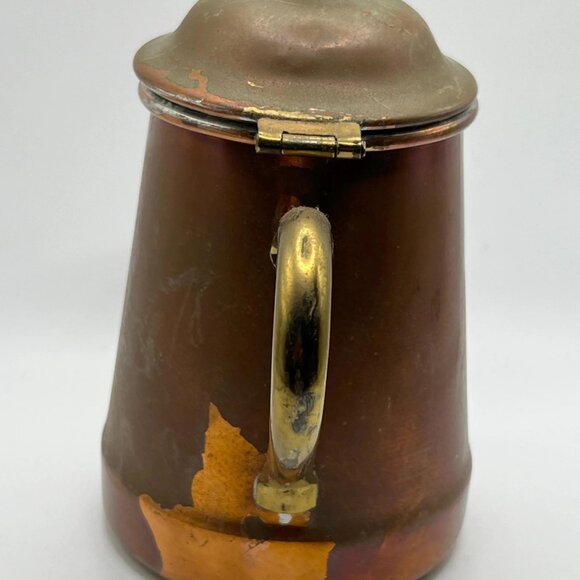 Vintage French copper with brass tea pot with nice patina - Picture 6 of 7